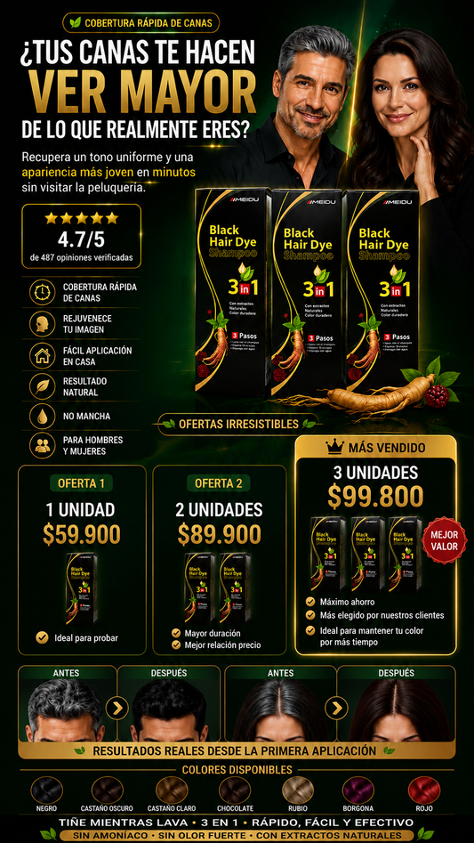Shampoo Cubre Canas Instantáneo Meidu 3 en 1